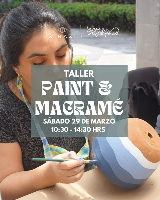 PAINT & MACRAMÉ - Taller pinta tu maceta + macetero de macramé + plantita