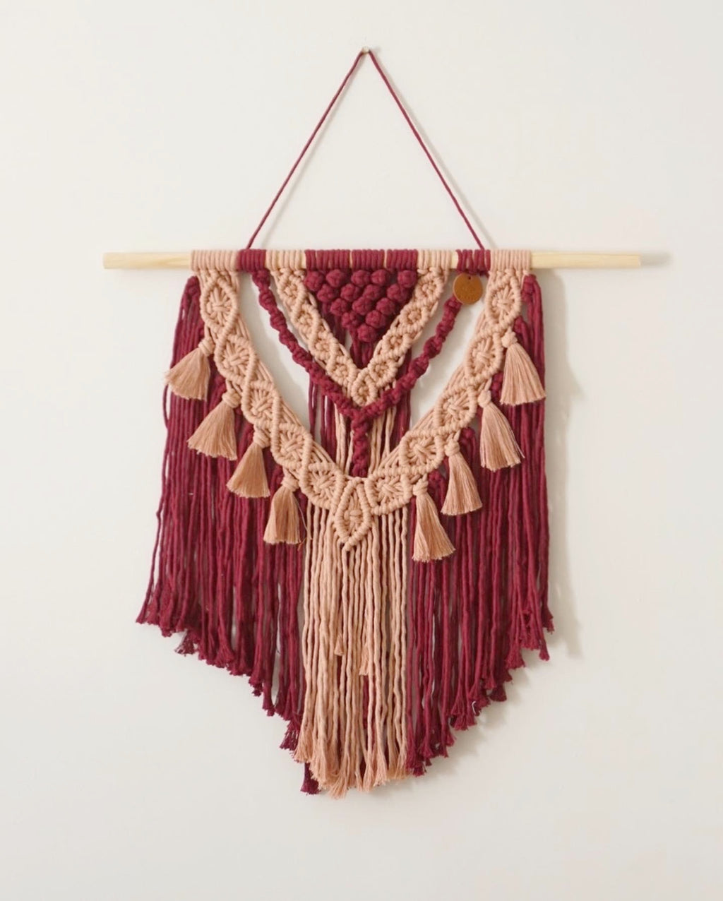 GABINA - Tapiz Boho Macramé - Granate