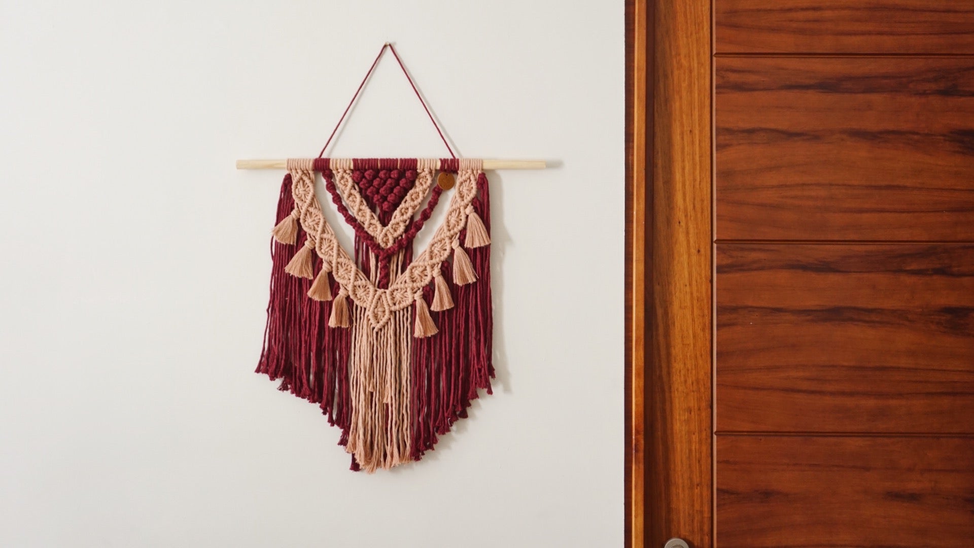 GABINA - Tapiz Boho Macramé - Granate